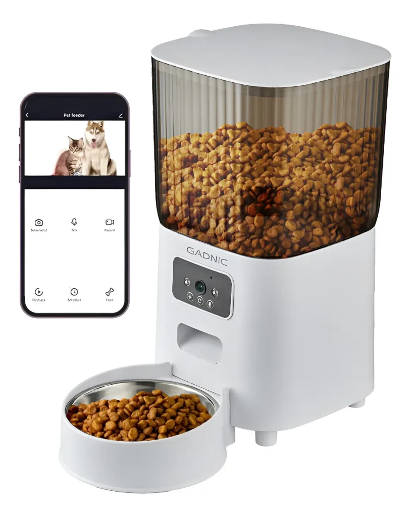comederos automáticos Gadnic 5 L con app y cámara (bowl de acero)